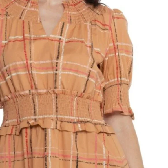 Spartina 449 Adelaide Dash Plaid Midi Dress - Elbow Sleeves**